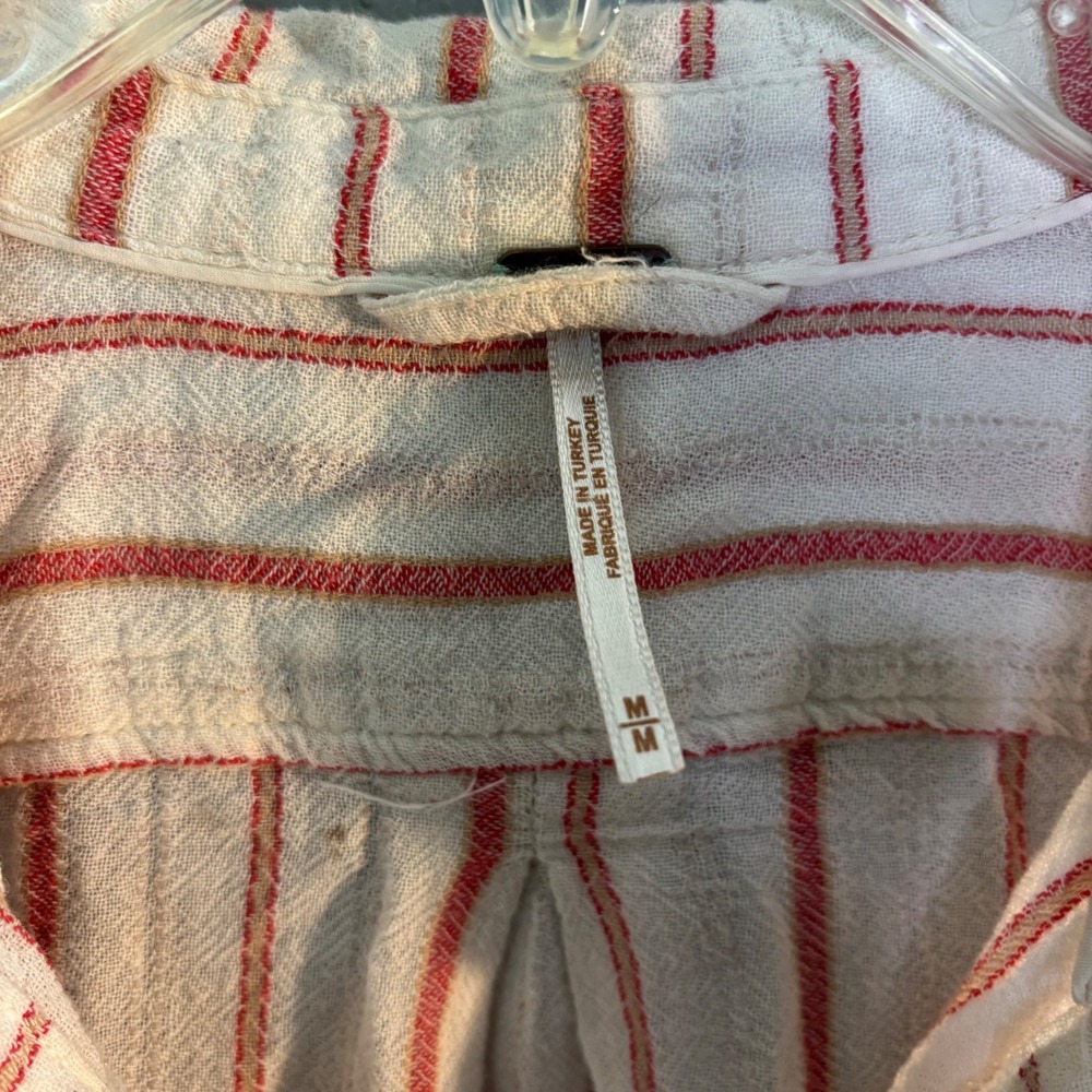 Free People Medium Pencil Stripe Night Shirt Gown Cotton Cottage Minimal Lagen - Picture 4 of 8